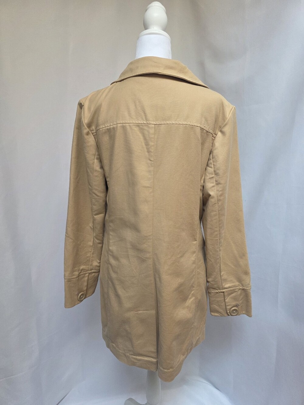 Massimo Women's Tan Short Trench Jacket Double Breasted Snap Front M - Picture 2 of 8